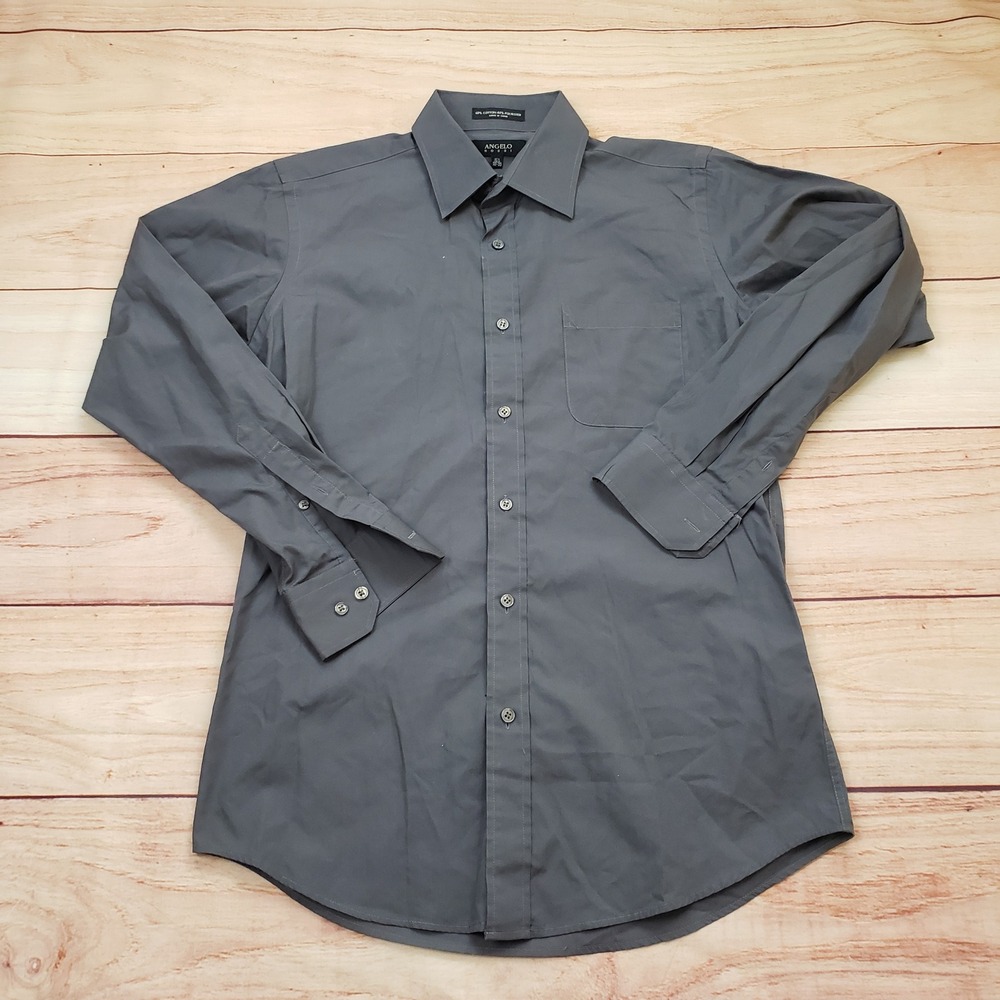Angelo Rossi Shirt Womens 15.5 32-33 Gray‎ Long Sleeve Button Down Cotton Blend